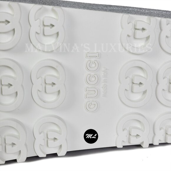 GUCCI SHOES MIAMI GG LOGO EMBOSSED GLITTERED RUBBER PLATFORM SLIDE sz 40 10 - Picture 14 of 15